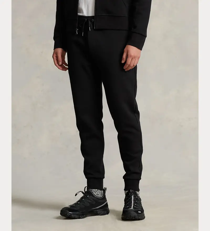 per uomo. 710888283001 Pantaloni jogger neri in maglia doppia (S), Nero, Casual, Cotone