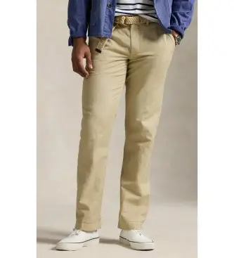 per uomo 710901796016 Pantaloni beige in lino e cotone dal taglio dritto (34/32), Casual, Classico