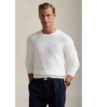 per uomo 710918163504 Maglione in maglia di cotone piquet bianco (S), Casual, Classico