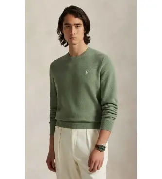 per uomo 710918163522 Maglione in maglia di cotone piquet verde (S), Casual, Classico
