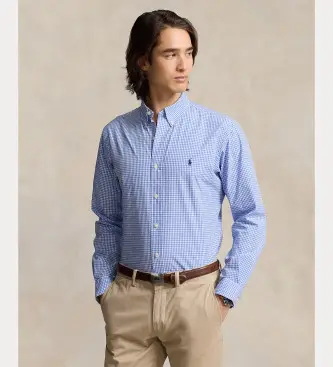 per uomo 710928254004 Camicia in popeline elasticizzato slim fit blu (XL), Casual, Cotone, Manica lunga