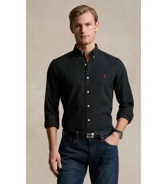 per uomo 710928254006 Camicia nera in popeline elasticizzato slim fit (XS), Nero, Casual, Cotone, Classico, Manica lunga