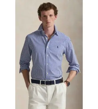 per uomo 710928254008 Camicia in popeline elasticizzato blu slim fit (XS), Casual, Cotone, Classico, Manica lunga