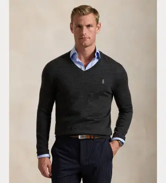 per uomo 710946142003 Maglione grigio slim fit in lana lavabile (XL), Casual