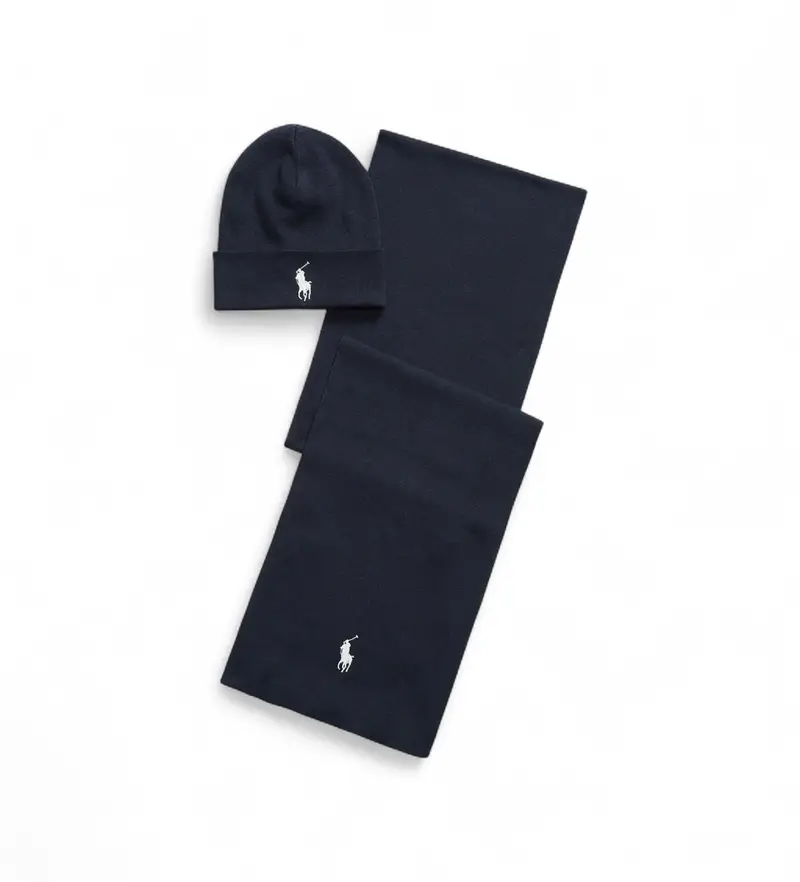 per uomo 710953262003 Cappello e sciarpa in cotone a coste blu navy (OSFA), Casual