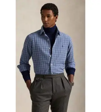 per uomo 710953707002 Camicia Oxford spazzolata blu su misura (XS), Casual, Cotone, Classico, Manica lunga