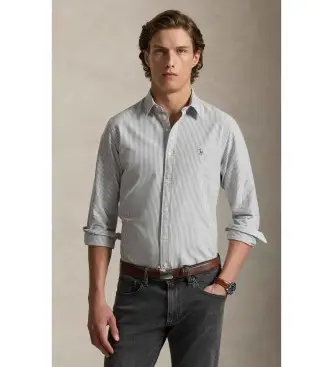 per uomo 710953710010 Camicia Oxford a righe slim fit grigia (M), Casual, Grigio, Cotone, Classico, Manica lunga Multicolore