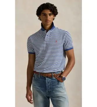 per uomo 710956682012 Polo personalizzata in piqué blu a righe slim fit (S), Casual, Cotone, Manica corta