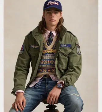 per uomo 710961616001 Giacca da campo iconica verde (XXL), Casual, Cotone