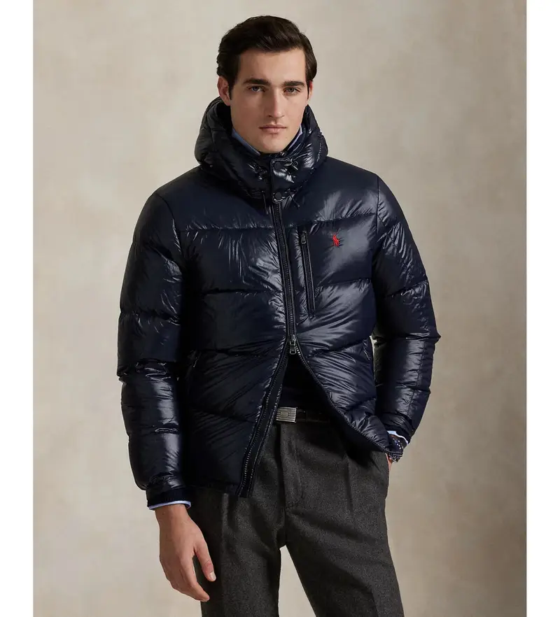 per uomo 710968281002 Giacca in piumino blu navy lucido Gorham (XS), Casual, Sostenibile, Nylon riciclato