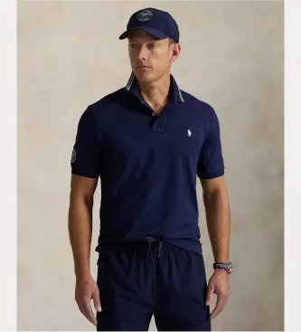 per uomo 710970483003 Polo elasticizzata Wimbledon blu navy (S), Casual, Cotone, Manica corta