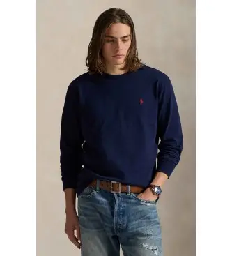 per uomo 710970697003 T-shirt classica a maniche lunghe blu navy (S), Casual, Cotone, Manica lunga