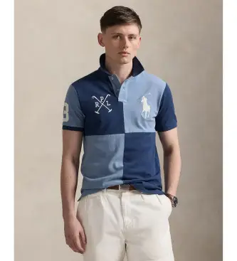 per uomo 710978081001 Polo slim fit personalizzata con Big Pony blu (L), Casual, Cotone, Manica corta
