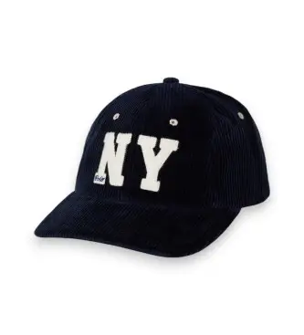 per uomo 710979197001 Berretto in velluto a coste con toppa blu navy di New York (OSFA), Casual, Cotone