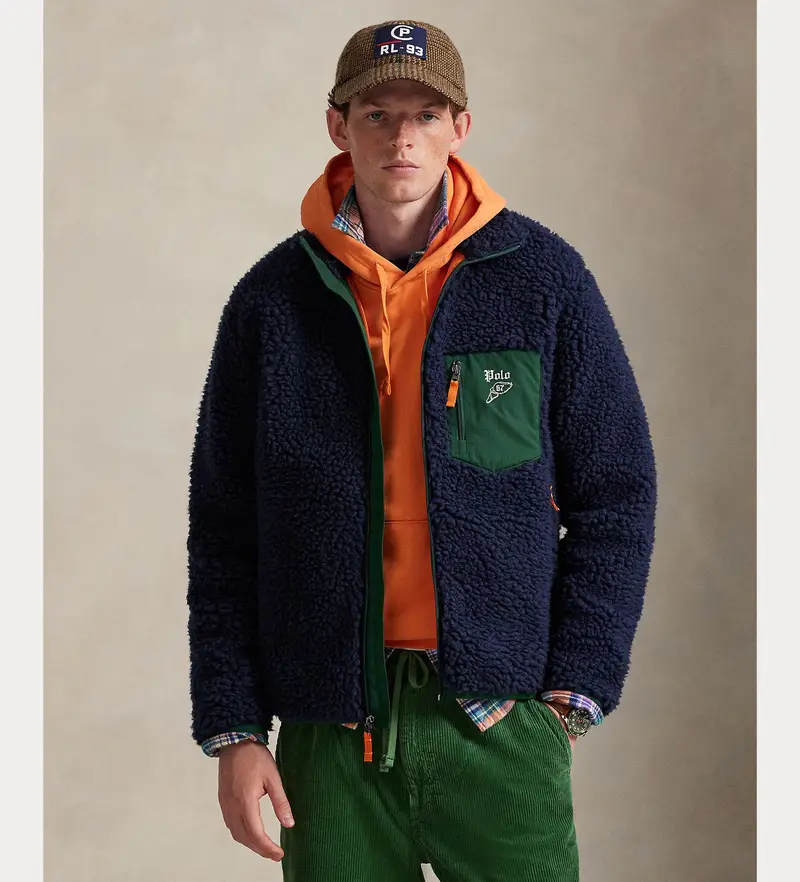 per uomo 710980869001 Giacca in pile con logo blu navy (S), Casual, Polister riciclato, Sostenibile