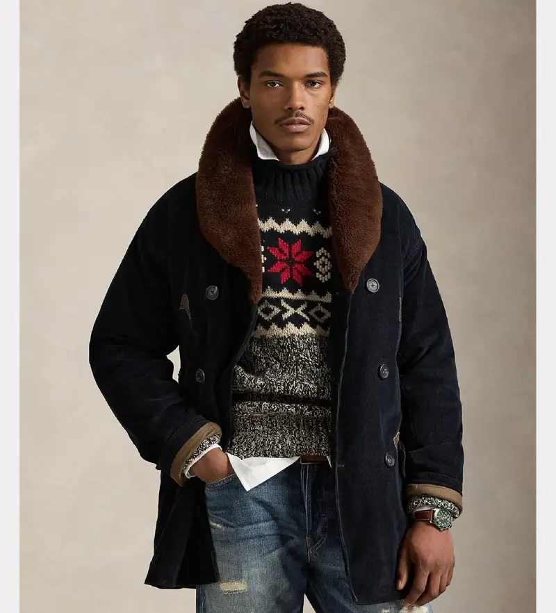 per uomo 710980943001 Cappotto ranch in velluto a coste nero (S), Casual, Cotone