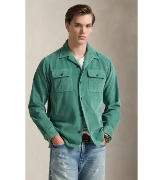 per uomo 710981753008 Camicia in velluto a coste verde dal taglio classico (S), Casual, Cotone, Manica corta, Manica lung