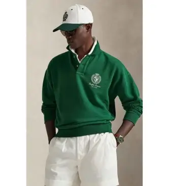 per uomo 710A13262001 Felpa in pile con grafica verde rilassata (S), Casual, Cotone