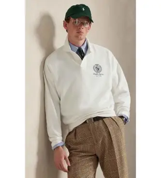 per uomo 710A13262002 Felpa in pile con grafica bianca rilassata (XS), Bianco, Casual, Cotone