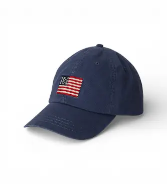 per uomo 710A13271001 Berretto in twill con bandiera blu ricamata (OSFA), Casual, Cotone, Navy