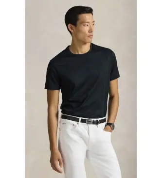 per uomo 710B13483003 Maglietta standard nera in maglia scozzese (XS), Nero, Casual, Cotone, Manica corta