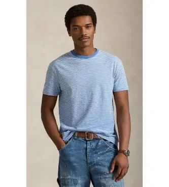 per uomo 710B13488001 T-shirt a righe in maglia Classic Fit, blu (S), Casual, Cotone, Manica corta