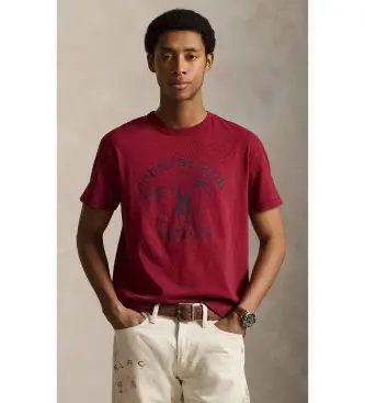 per uomo 710B13513002 T-shirt in maglia stampata rossa Classic Fit (S), Rosso, Casual, Cotone, Manica corta