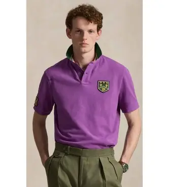 per uomo 710B13517001 Polo classica in piqué stampato, lilla (S), Casual, Cotone, Classico, Manica corta