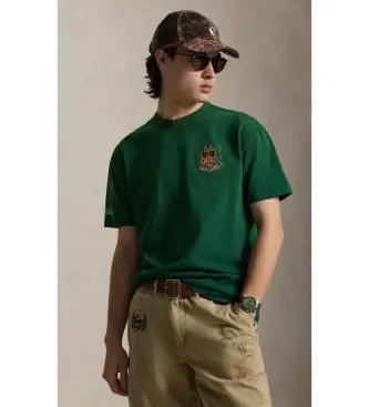 per uomo 710B13519001 T-shirt in maglia ricamata verde Classic Fit (S), Casual, Cotone, Manica corta