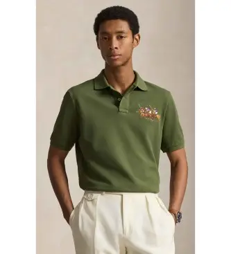 per uomo 710B14216002 Polo con triplo cavallo verde (S), Casual, Cotone, Manica corta