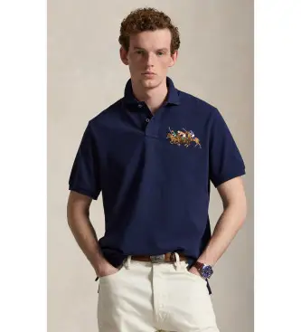 per uomo 710B14216003 Polo Classic Fit Triple Pony Blu (M), Casual, Cotone