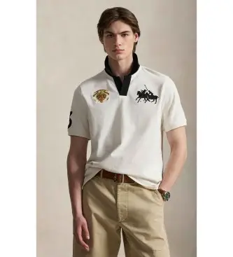 per uomo 710B14222001 Polo classica in maglia bianca con stemma (M), Bianco, Casual, Cotone, Manica corta