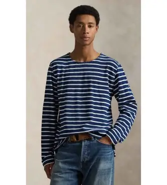 per uomo 710B14584001 T-shirt in maglia a righe blu navy Classic Fit (M), Casual, Cotone, Manica lunga