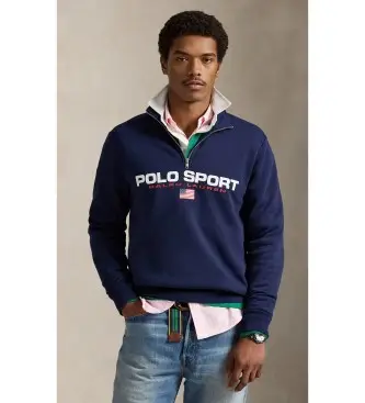 per uomo 710B15094001 Felpa in pile blu navy Polo Sport (S), Casual, Cotone