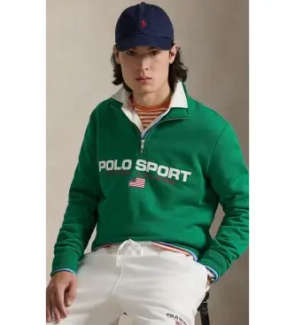 per uomo 710B15094002 Felpa in pile verde Polo Sport (S), Casual, Cotone