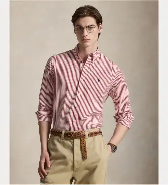 per uomo 710B15595002 Camicia in popeline a righe rosa su misura (S), Casual, Cotone, Manica lunga