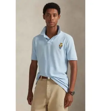 per uomo 710B16252001 Polo piqué con Polo Bear Custom Slim blu (S), Casual, Cotone, Manica corta