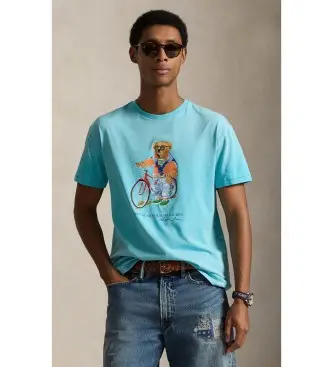 per uomo 710B16613001 T-shirt personalizzata Slim Fit con Polo Bear blu (S), Casual, Cotone, Manica corta