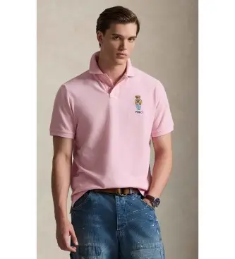 per uomo 710B16617002 Polo piqué con Polo Bear Custom Slim rosa (S), Casual, Cotone, Manica corta