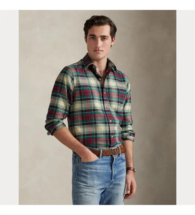 per uomo 710P00663001 Camicia a quadri multicolore personalizzata (S), Casual, Cotone, Manica lunga