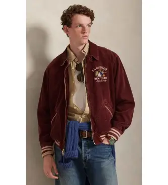 per uomo 710P02027001 Giacca da tuta in velluto a coste con grafica bordeaux (S), Casual, Granata, Cotone