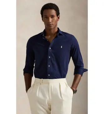 per uomo 710P03960002 Camicia in maglia blu navy con colletto italiano (XS), Casual, Cotone, Classico, Manica lunga