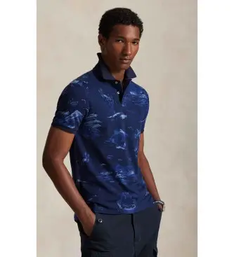 per uomo 710P04012001 Polo in piqué con parte superiore blu navy Polo Bear Custom Slim (S), Casual, Cotone, Manica corta