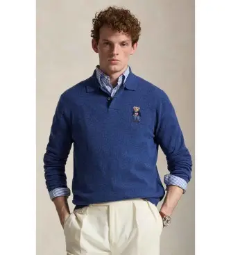 per uomo 710P04281001 Maglione in cashmere con Polo Bear blu navy (XS), Casual, Classico, Chachemire