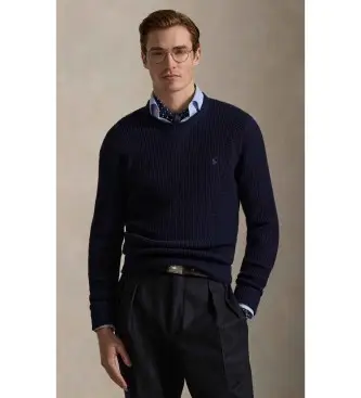 per uomo 710P04307001 Maglione blu navy in lana e cotone lavorato a maglia waffle (XS), Casual