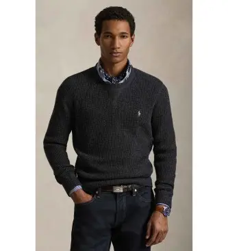 per uomo 710P04307003 Maglione grigio scuro in misto lana e cotone lavorato a maglia waffle (XS), Casual