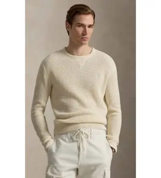 per uomo 710P04307004 Maglione beige in lana e cotone lavorato a maglia waffle (S), Casual
