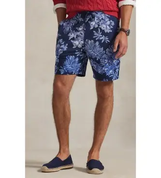 per uomo 710P04766001 Pantaloncini da spa tropicali in spugna blu (XS), Casual, Cotone, Navy