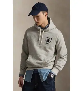 per uomo 710P04870001 Felpa in pile con ricamo grigio (XS), Casual, Cotone