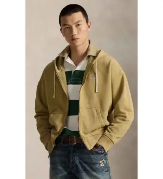 per uomo 710P04964002 Felpa in pile di spugna beige dalla vestibilità rilassata (S), Casual, Cotone